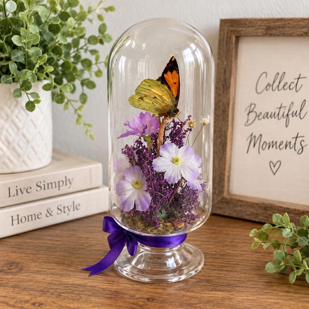 Cottage-Core Vintage butterfly with flowers home decor
